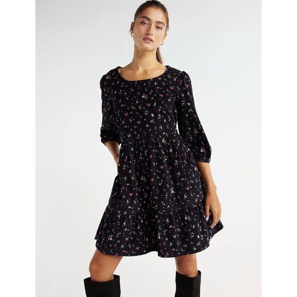 NWT Time and Tru Women's Bohemian Corduroy Dress 3/4-Length Sleeves Size XXL(20) - Picture 1 of 16